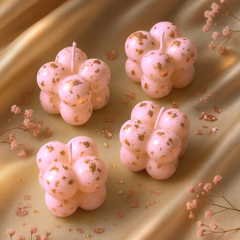 Handmade Foil Bubble Soy Wax Home Candle Set of 4